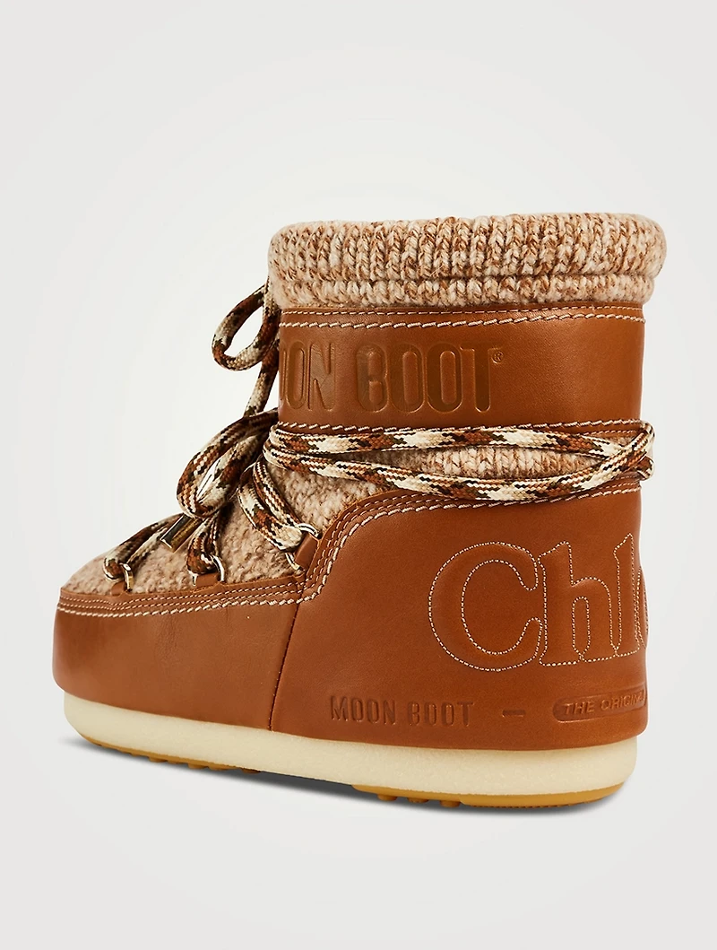 Chloé x Moon Boot Knit And Leather Boots