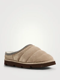 Shearling-Lined Padded Suede Slippers