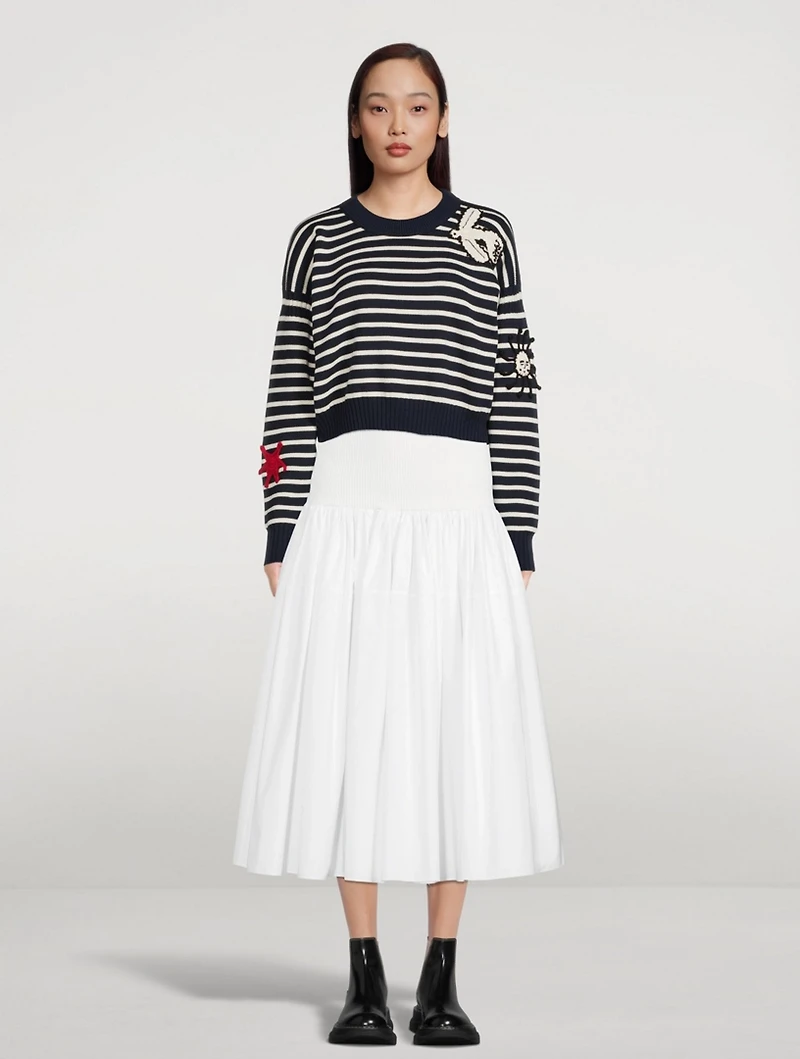 Hybrid Gathered Midi Skirt