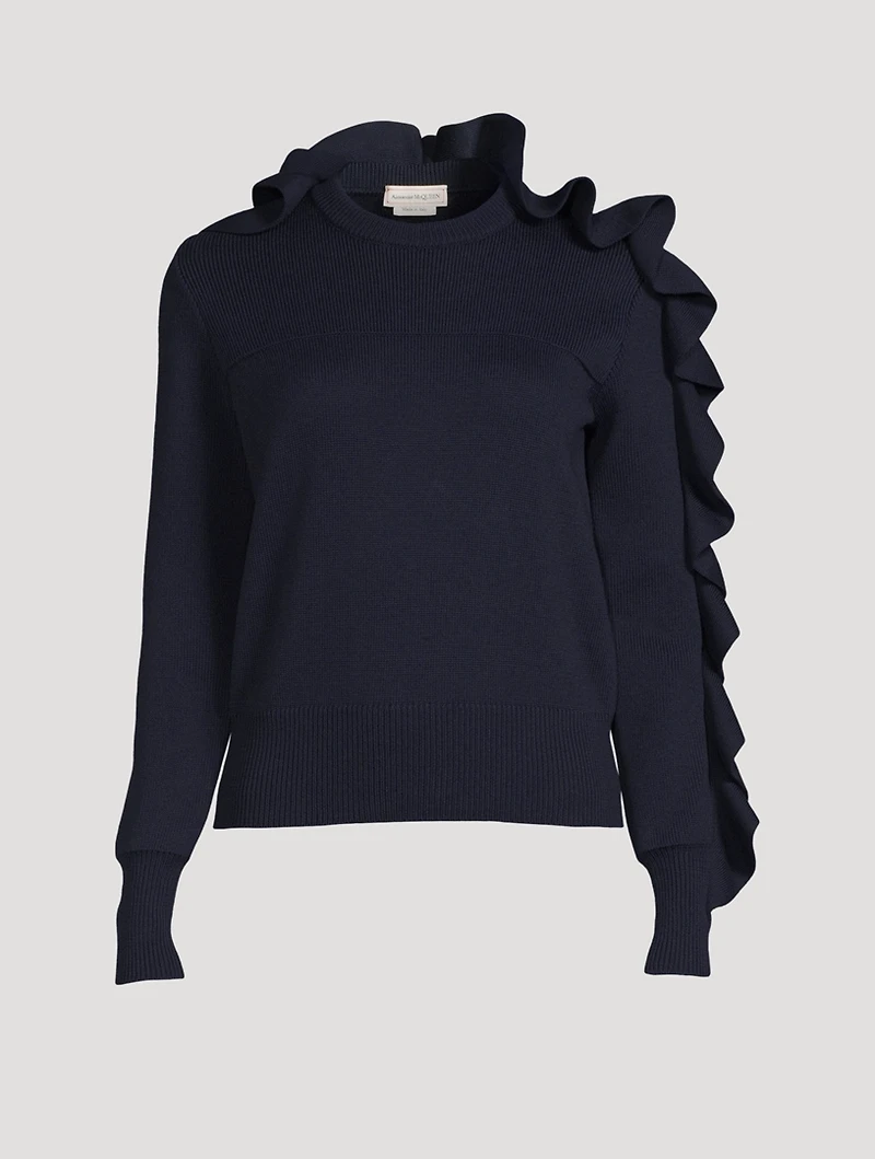 Wool And Cotton Ruffles Sweater