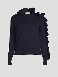 Wool And Cotton Ruffles Sweater