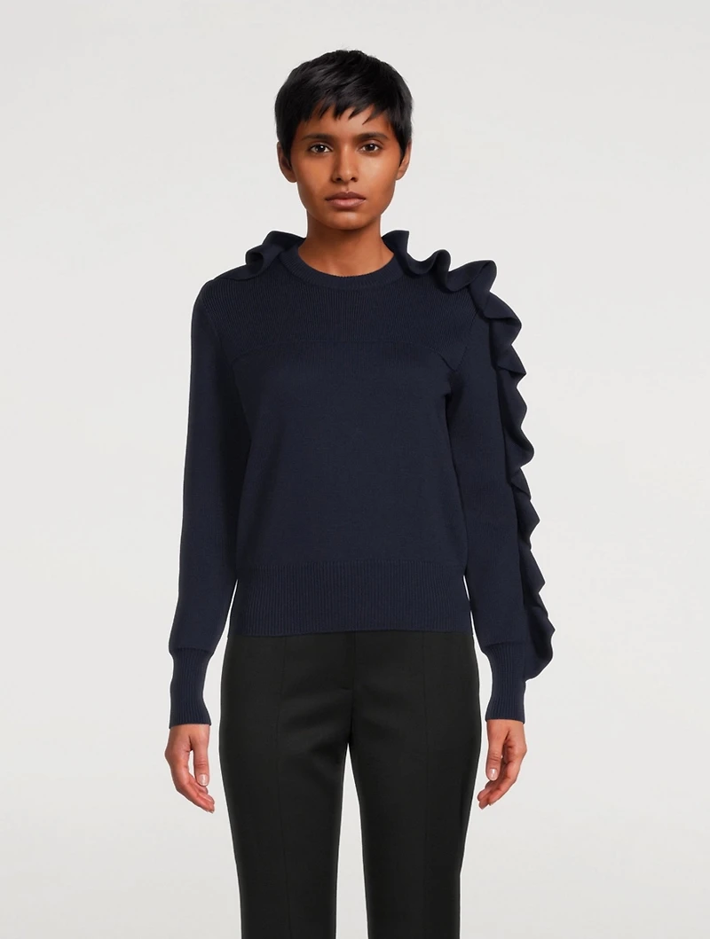 Wool And Cotton Ruffles Sweater