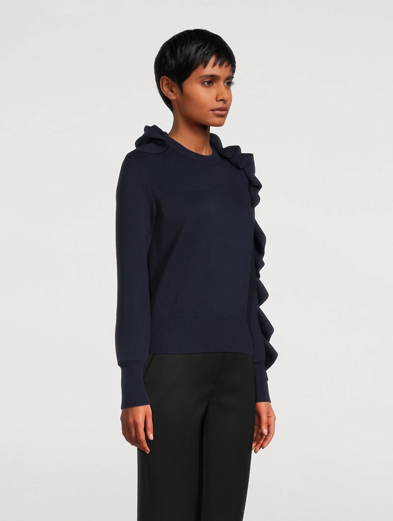 Wool And Cotton Ruffles Sweater