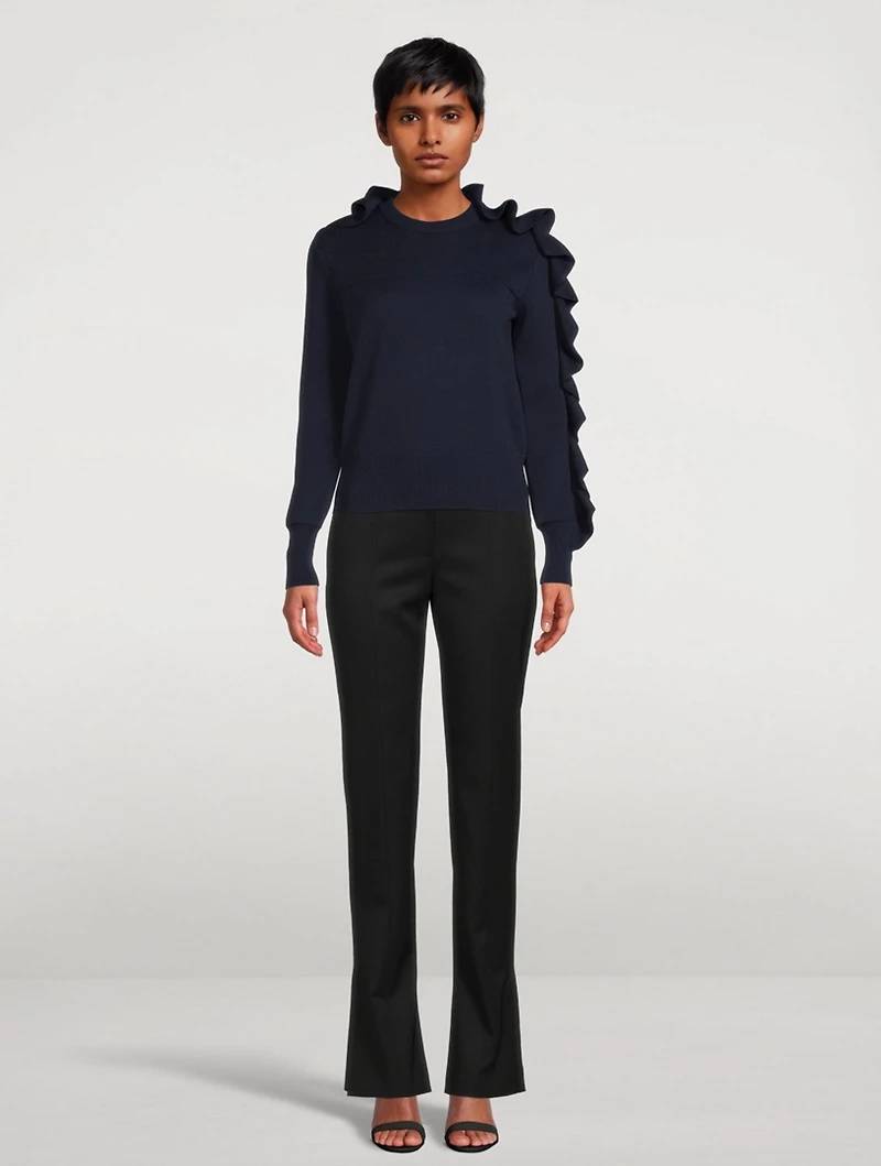 Wool And Cotton Ruffles Sweater