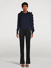 Wool And Cotton Ruffles Sweater