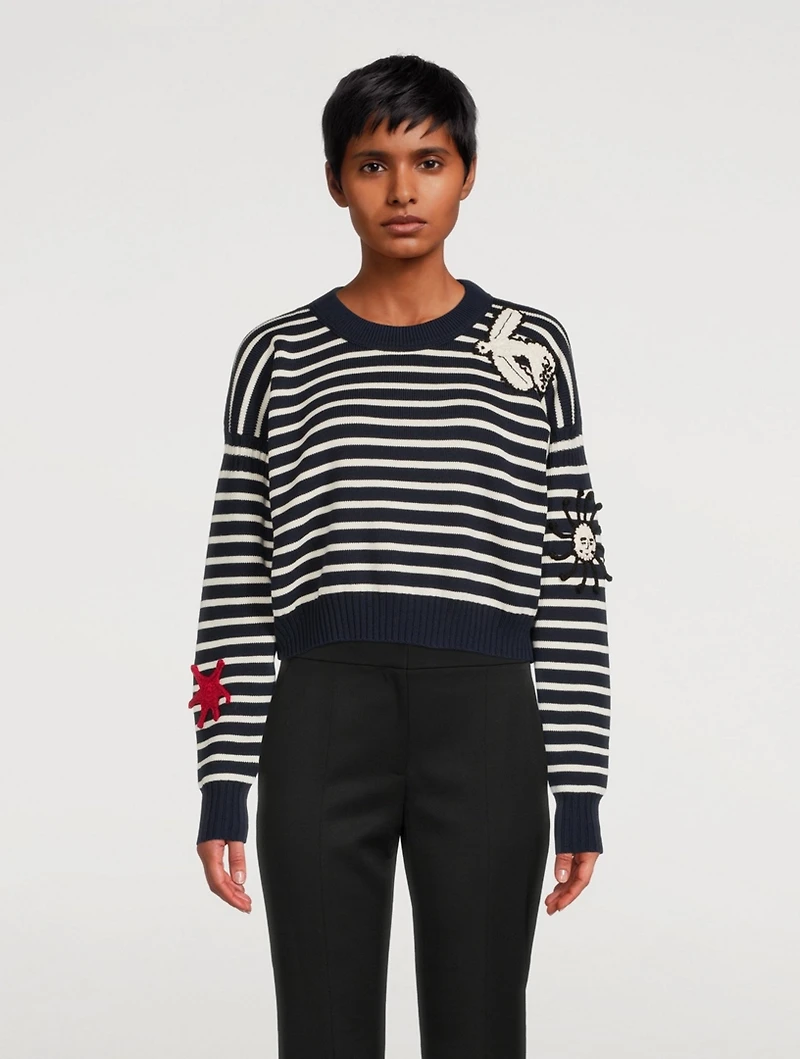 Wool And Cotton Crochet Patch Sweater