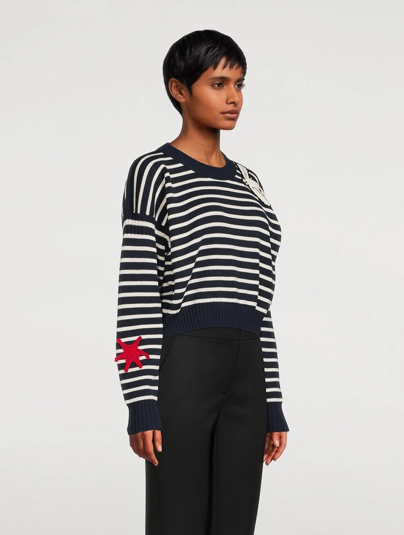 Wool And Cotton Crochet Patch Sweater