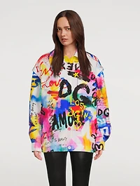 Convertible Jacket Graffiti Print