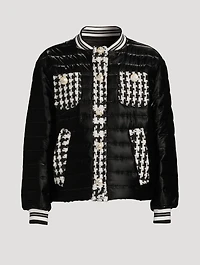Quilted Jacket With Houndstooth Detail