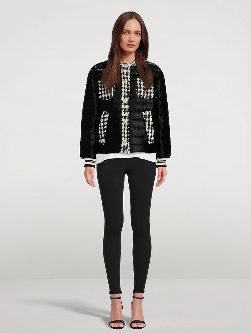 Quilted Jacket With Houndstooth Detail