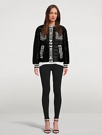 Quilted Jacket With Houndstooth Detail