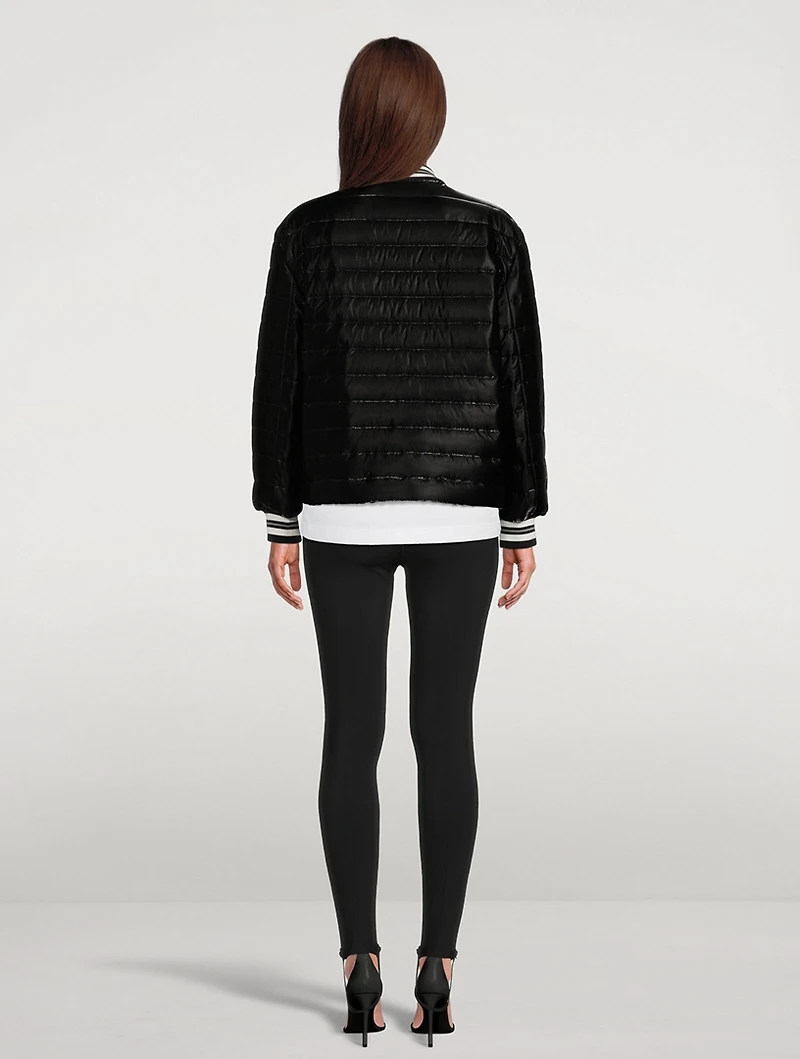 Quilted Jacket With Houndstooth Detail