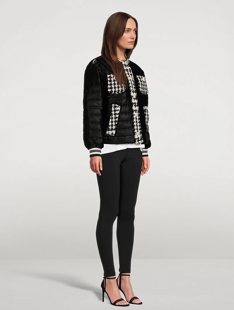 Quilted Jacket With Houndstooth Detail