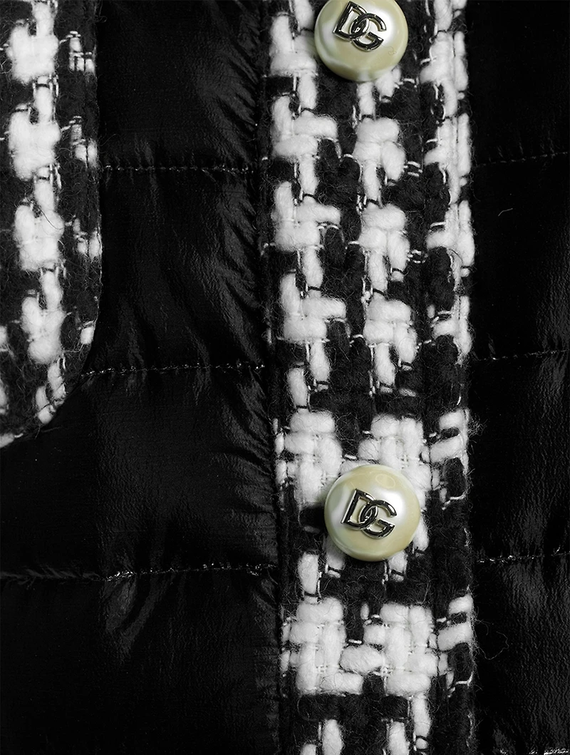 Quilted Jacket With Houndstooth Detail