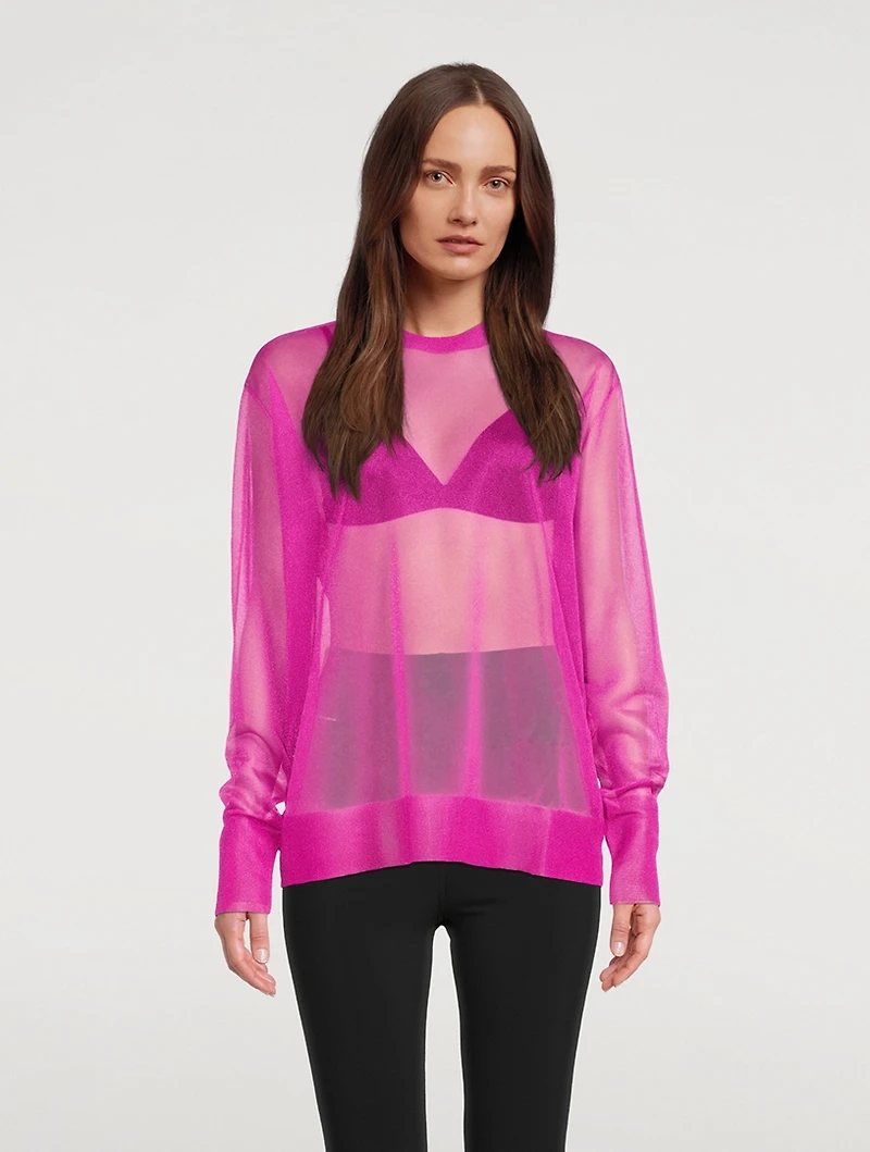 Sheer Crewneck Sweater