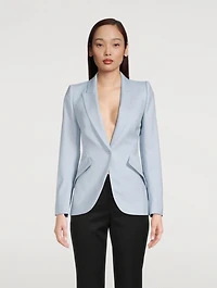 Wool Peak-Shoulder Blazer