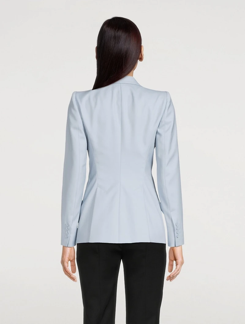 Wool Peak-Shoulder Blazer