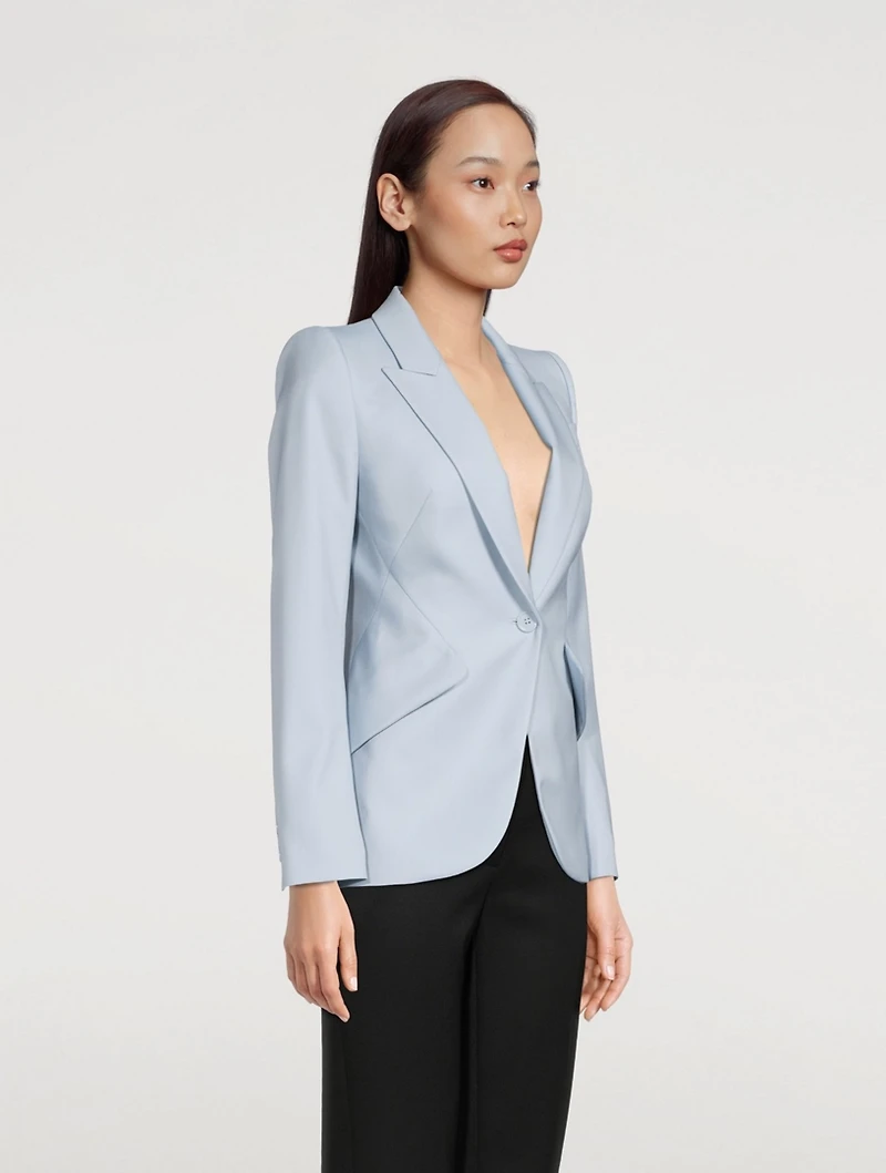 Wool Peak-Shoulder Blazer