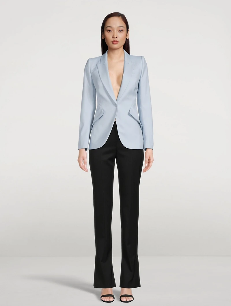 Wool Peak-Shoulder Blazer