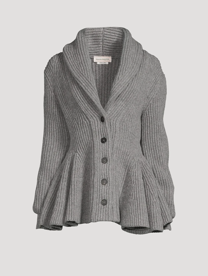 Wool Peplum Cardigan