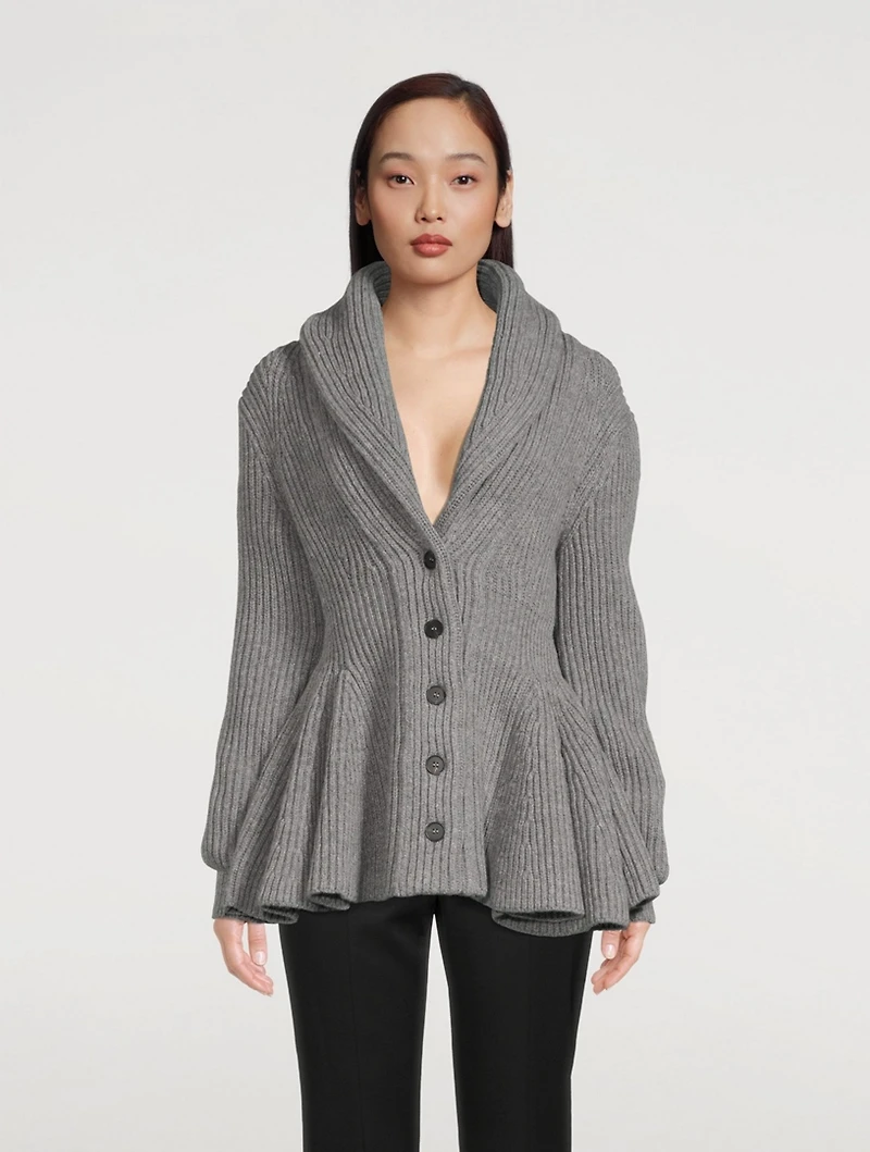 Wool Peplum Cardigan