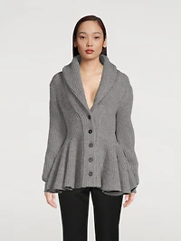 Wool Peplum Cardigan