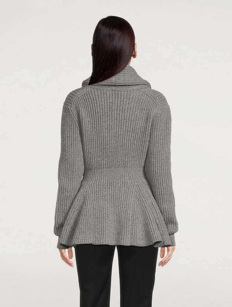 Wool Peplum Cardigan