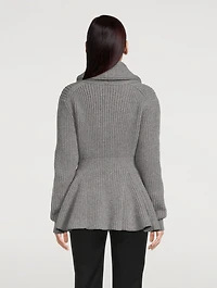 Wool Peplum Cardigan