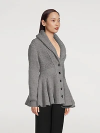 Wool Peplum Cardigan