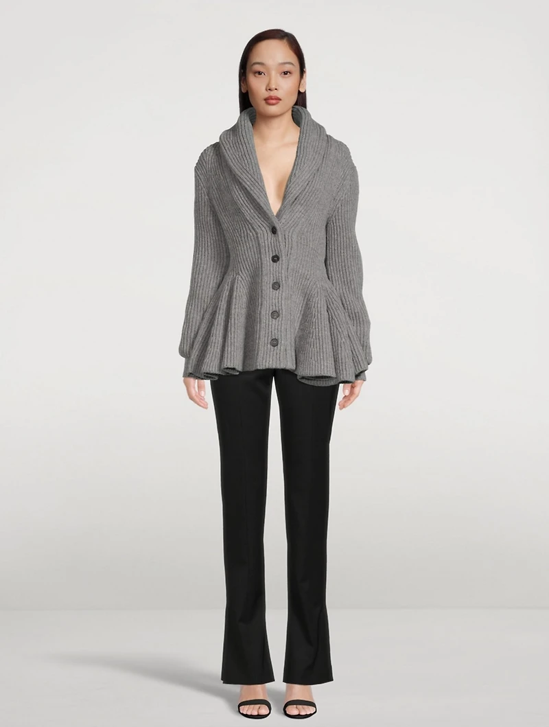 Wool Peplum Cardigan