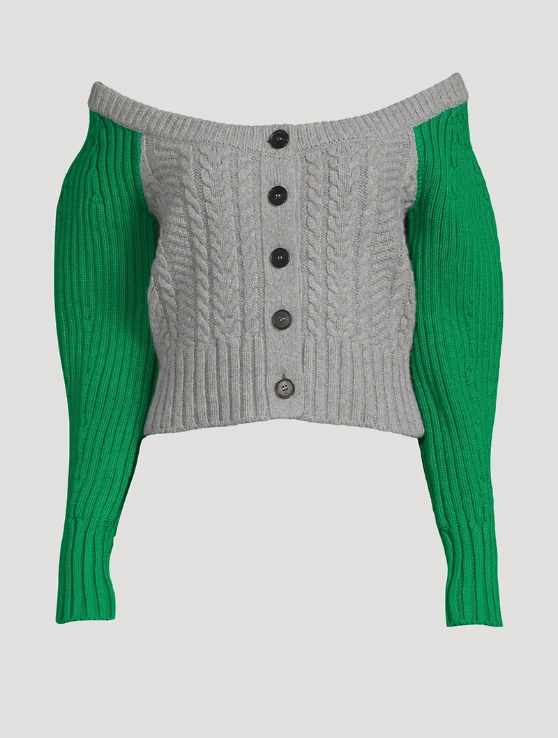 Two-Tone Cable Knit Cardigan
