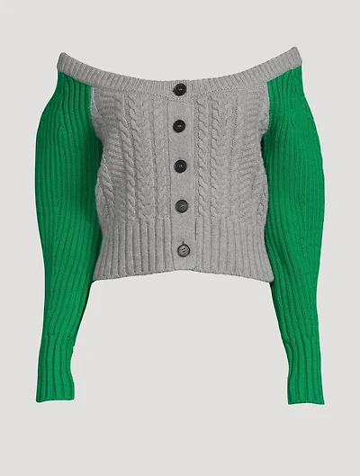 Two-Tone Cable Knit Cardigan