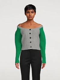 Two-Tone Cable Knit Cardigan