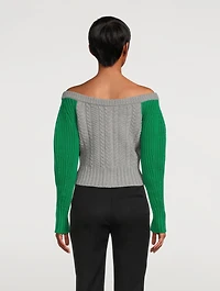 Two-Tone Cable Knit Cardigan