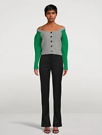 Two-Tone Cable Knit Cardigan