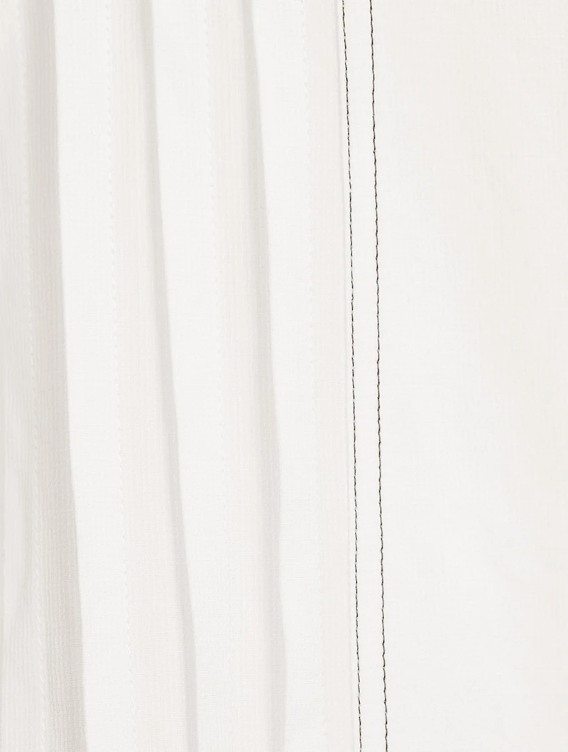 Pleated Zip-Front Midi Dress With Belt