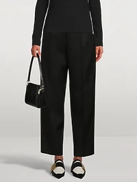 Wool Gabardine Straight-Leg Trousers