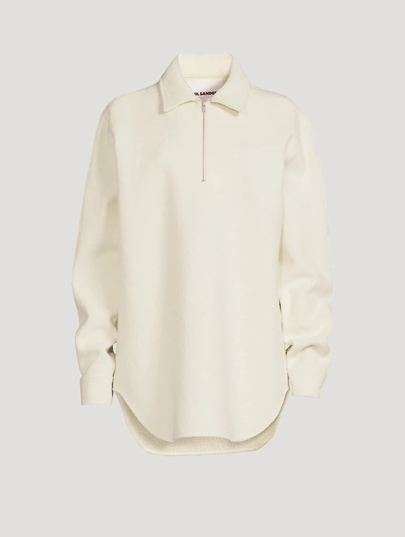 Cotton And Wool Quarter-Zip Shirt