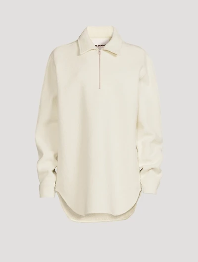 Cotton And Wool Quarter-Zip Shirt