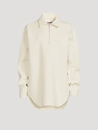 Cotton And Wool Quarter-Zip Shirt