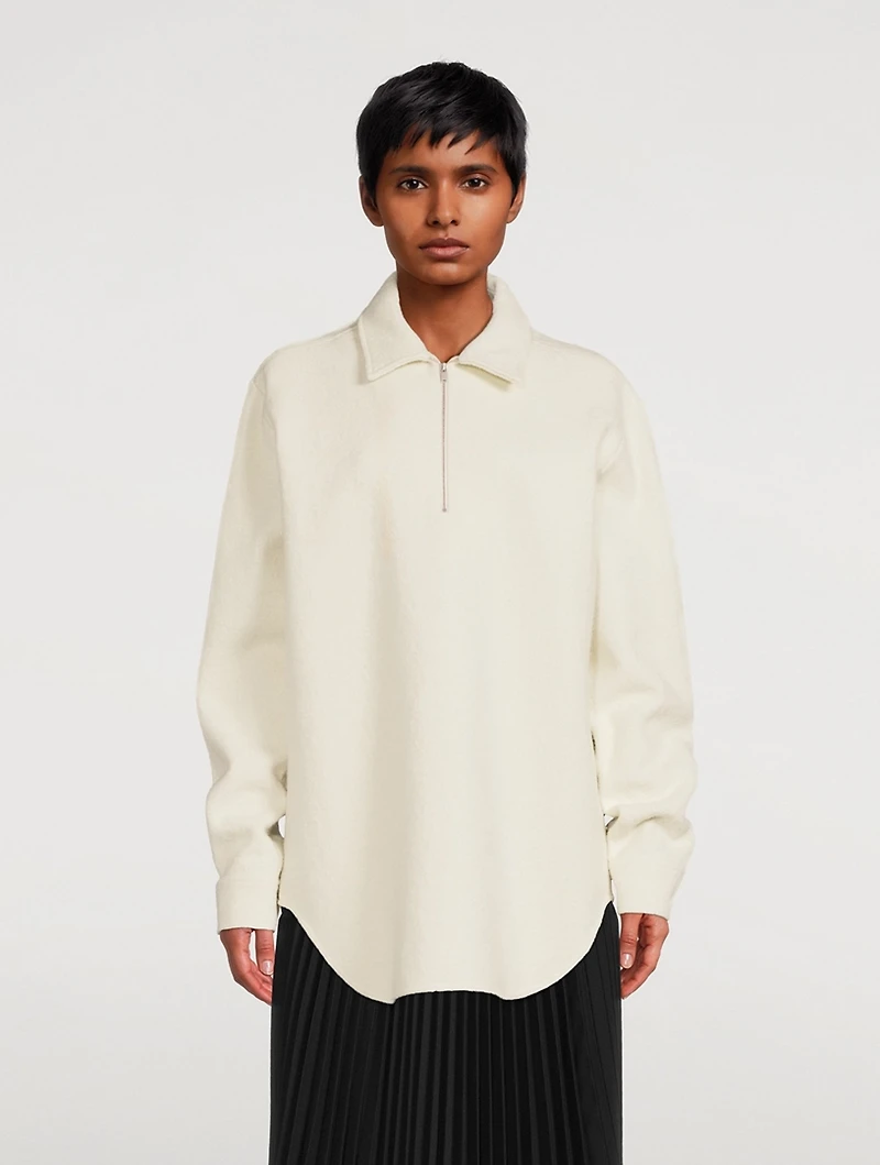 Cotton And Wool Quarter-Zip Shirt