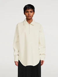 Cotton And Wool Quarter-Zip Shirt