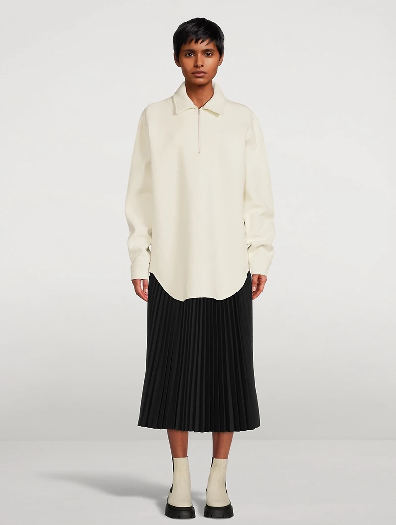 Cotton And Wool Quarter-Zip Shirt