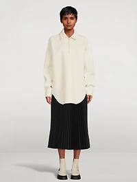 Cotton And Wool Quarter-Zip Shirt