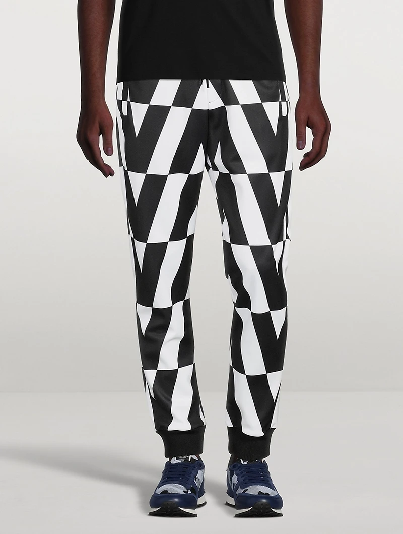 Technical Cotton Pants Macro Optical Print