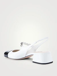 Patent Leather Mary Jane Slingback Pumps With Chain Strap