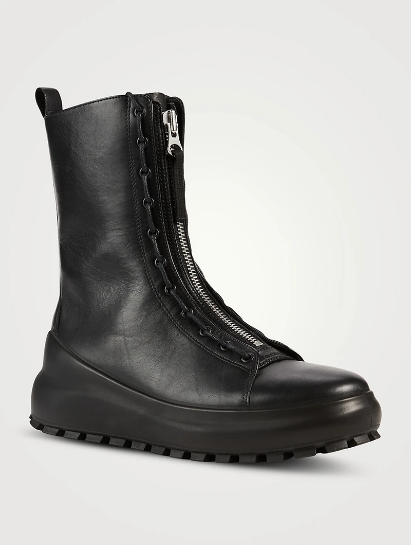 Leather Dual Lace Combat Boots