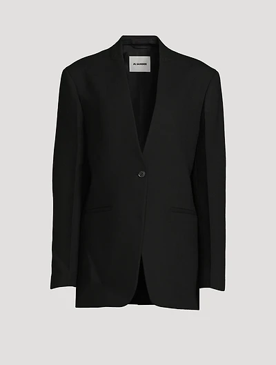 Folded Collar Virgin Wool Blazer