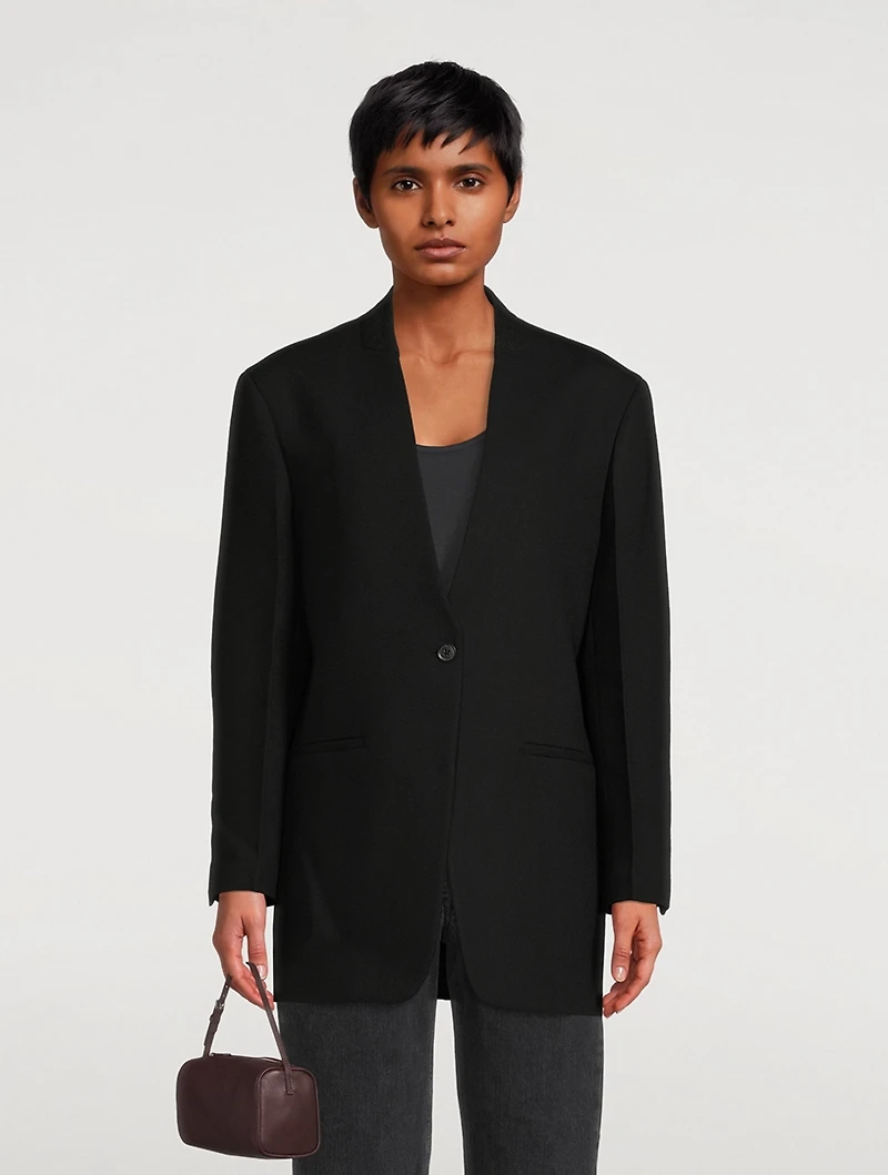 Folded Collar Virgin Wool Blazer