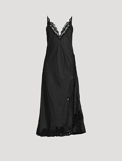 Lace-Trimmed Slip Dress